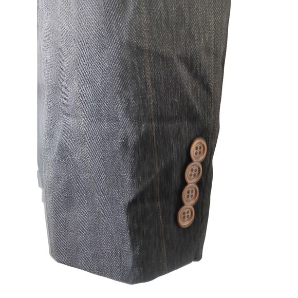 Valentino Uomo Men's Gray Stripe Double-Breasted Wool Suit Jacket Blazer Sz 38 - Picture 10 of 16